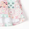 Strappy cotton dress with tile pattern for girls, multicolour
