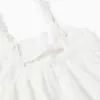 Strappy cotton dress with broderie anglaise for girls, white