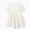 Short sleeve cotton dress with broderie anglaise for girls, light beige