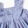Poplin dress with floral motif and ruffles for girls, blue