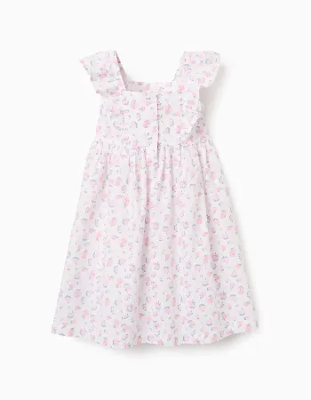 Dress for girls, sleeveless, ruffle insert, gathered skirt, floral