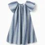 A-line cotton dress with butterfly sleeves for girls, blue