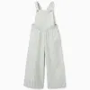Cotton jumpsuit with Vichy pattern B&S for girls, white/light green