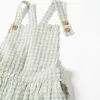 Cotton jumpsuit with Vichy pattern B&S for girls, white/light green