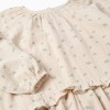Cotton bambula dress with floral motif B&S for girls, beige/green