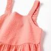 Sleeveless cotton dress with elastic straps for girls, light coral