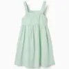 Sleeveless cotton dress with elastic straps for girls, light green