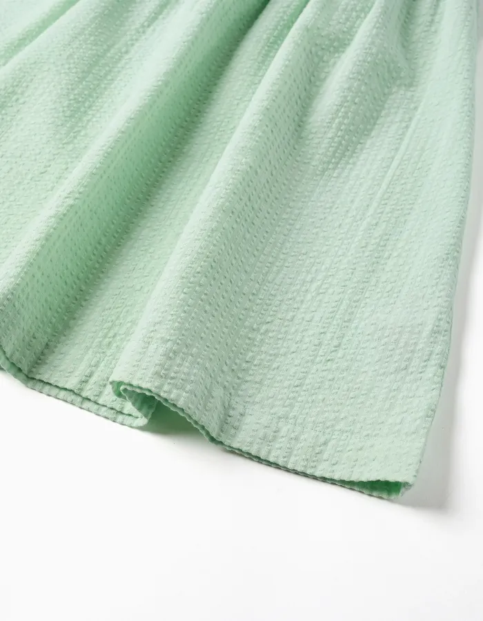 Sleeveless cotton dress with elastic straps for girls, light green