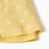 Cotton playsuit with embroidery and ruffles B&S for girls, yellow