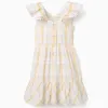 Checked cotton dress with ruffles B&S for girls, white/yellow/blue/red