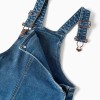 Wide Leg Cotton Denim Dungarees for Girls, Blue