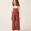 Wide leg interlock knit dungarees with pockets for girls, terracotta