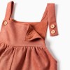 Wide leg interlock knit dungarees with pockets for girls, terracotta