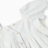 Striped cotton dress with lining B&S for girls, white/yellow/blue