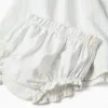Striped cotton dress and bloomers B&S for baby girls, white/yellow/blue