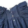 Dress in cotton and linen with ruffled sleeves You&Me for girls, blue