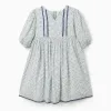 Cotton dress with balloon sleeves and flowers You&Me for girls, white