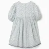 Cotton dress with balloon sleeves and flowers You&Me for girls, white