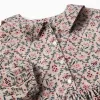 Long sleeve corduroy dress with floral pattern for girls, beige
