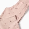 Wide leg twill dungarees with floral pattern for girls, light pink