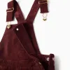 Wide leg corduroy dungarees for girls, burgundy