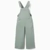 Wide leg twill dungarees for girls, light green