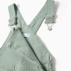 Wide leg twill dungarees for girls, light green