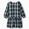 Checked cotton dress with pleats B&S for girls, blue/green/beige
