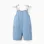 Sleeveless denim playsuit with floral straps for girls, light blue