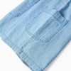 Sleeveless denim playsuit with floral straps for girls, light blue