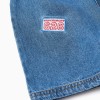 Denim short dungarees with Stitch embroidery for girls, blue