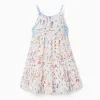 Strappy cotton dress with print Carolina Celas x Zippy for girls, white