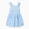 Cotton playsuit with print Carolina Celas x Zippy for girls, light blue
