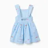 Cotton playsuit with print Carolina Celas x Zippy for girls, light blue