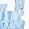 Cotton playsuit with print Carolina Celas x Zippy for girls, light blue