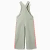 Cotton dungarees with ric rac tape for girls, green/neon coral