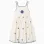 Sleeveless dress in cotton and linen with flowers for girls, beige/blue