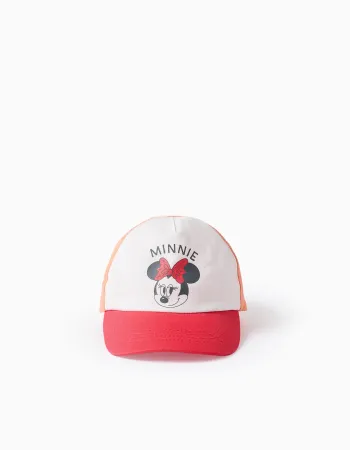 Twill cap with Minnie print for babies and girls, white/red/orange