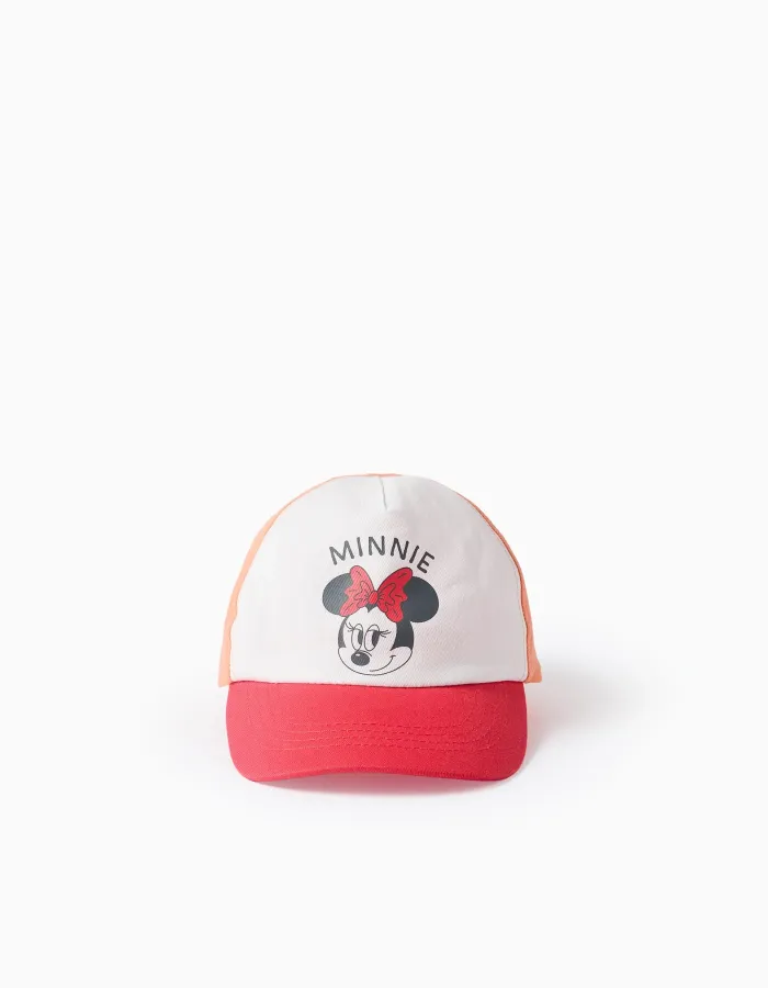 Twill cap with Minnie print for babies and girls, white/red/orange