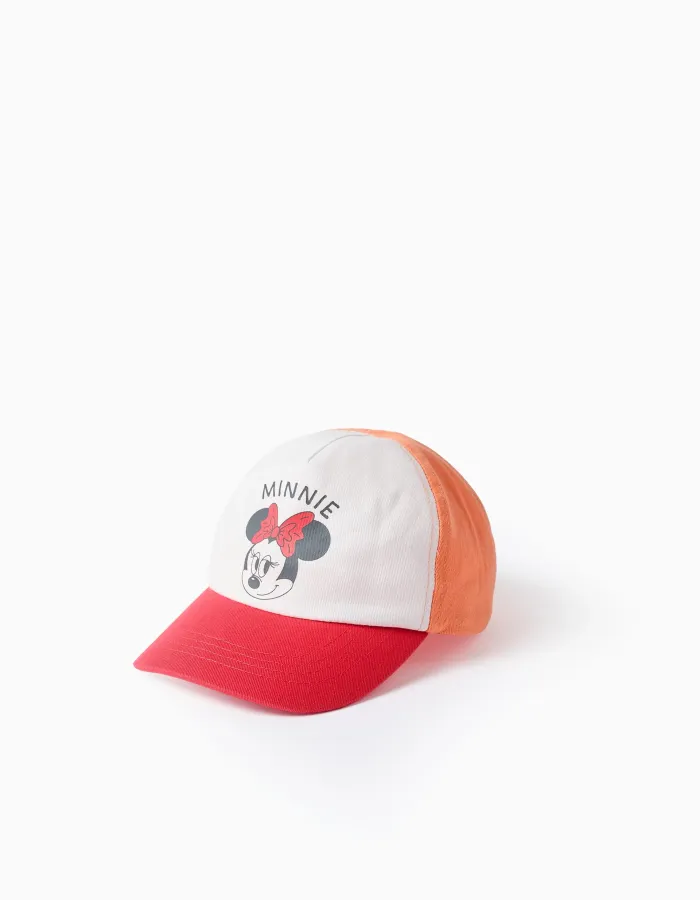 Twill cap with Minnie print for babies and girls, white/red/orange