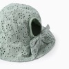 Cotton hat with broderie anglaise for babies and girls, light green