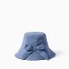 Bucket hat with applied bow for girls, blue