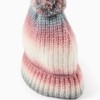 Knitted beanie with gradient effect and pompon for girls, multicolour