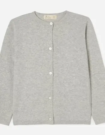 Cotton Knit Cardigan, Light Grey