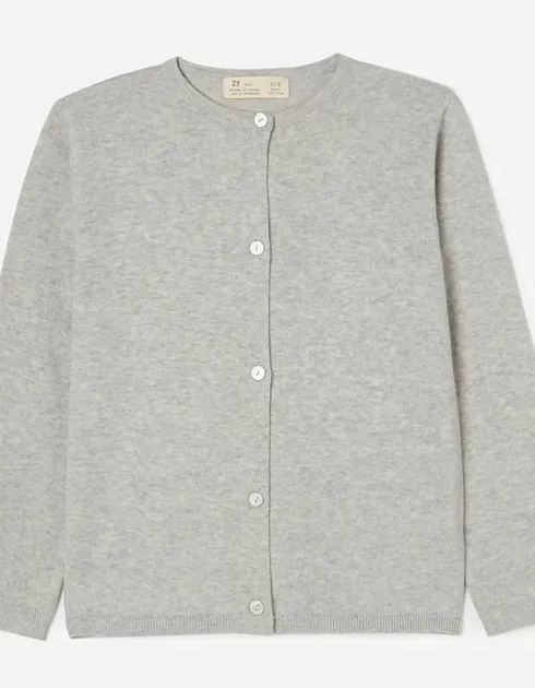 Cotton Knit Cardigan, Light Grey