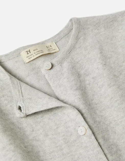 Cotton Knit Cardigan, Light Grey
