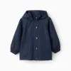 Hooded Windbreaker for Girls, Dark Blue/Gold