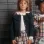 Knit cardigan with ruffled maxi collar for girls, dark blue