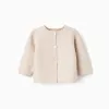 Knitted jacket with wavy ends You&Me for newborn girls, beige