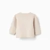Knitted jacket with wavy ends You&Me for newborn girls, beige